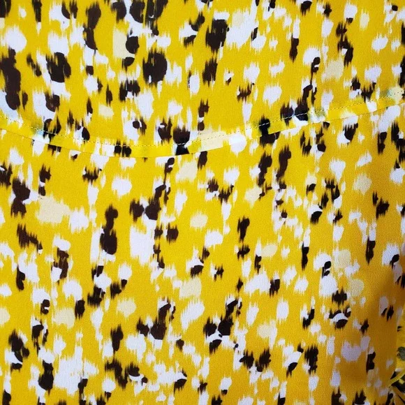 Derek Lam IO Crosby Ruffle Top Blouse Yellow Black Long Sleeve Size 6 - Picture 6 of 9